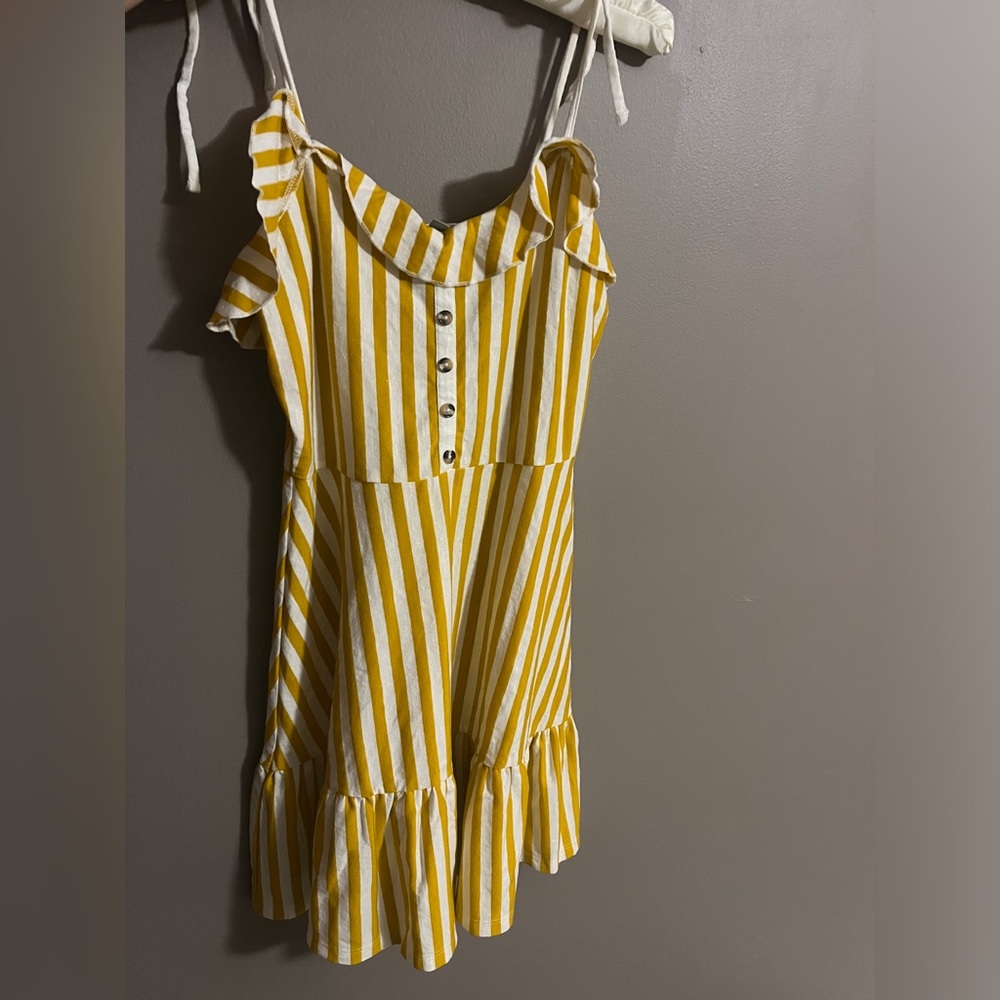 Yellow striped mini dress